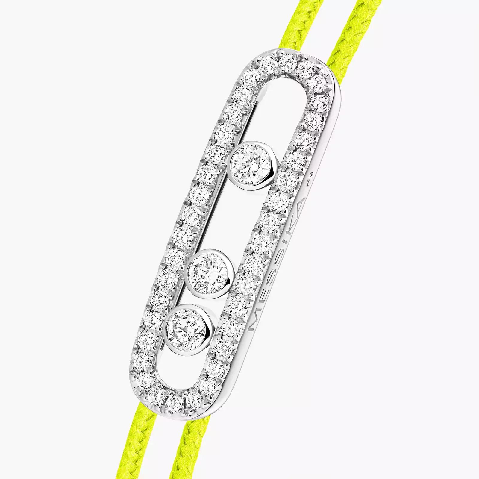 bracelet care(s) pavé cordon jaune, or blanc
