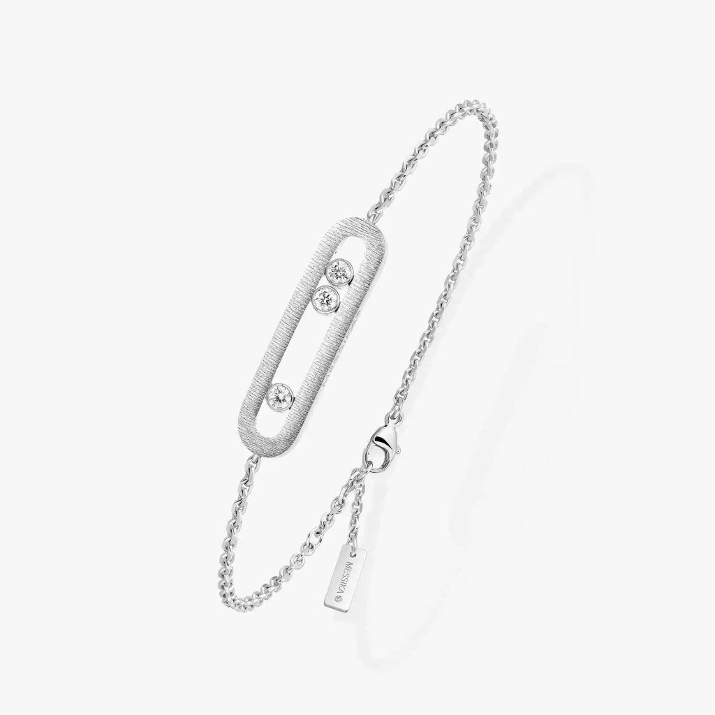 bracelet move classique ciselé, or blanc