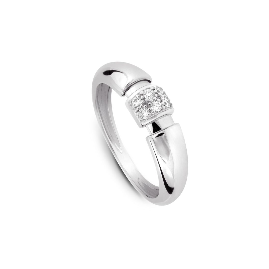 bague motif pavé diamants ,or blanc, t 54