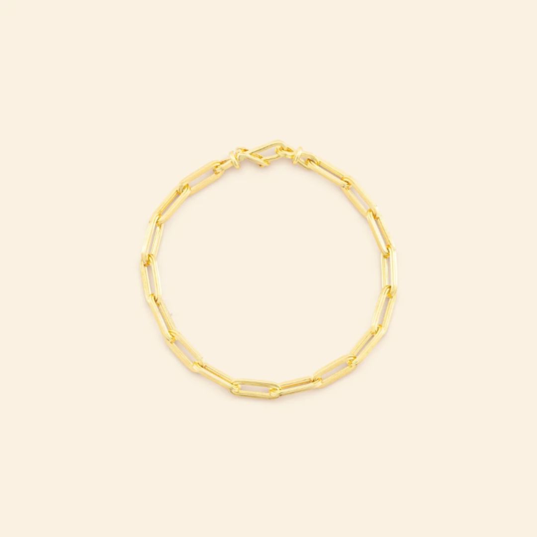 bracelet lien or, or jaune, 19cm