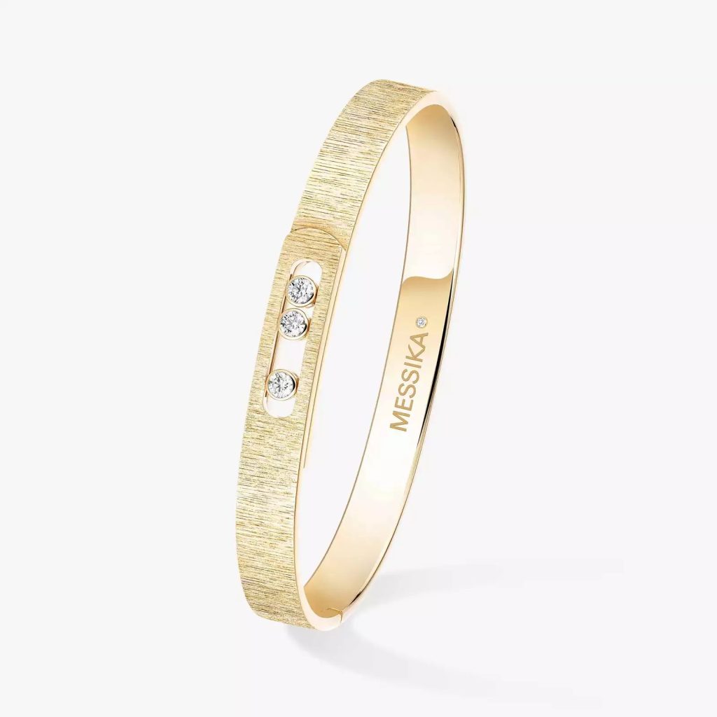 bangle move noa ciselé, diamants, or jaune