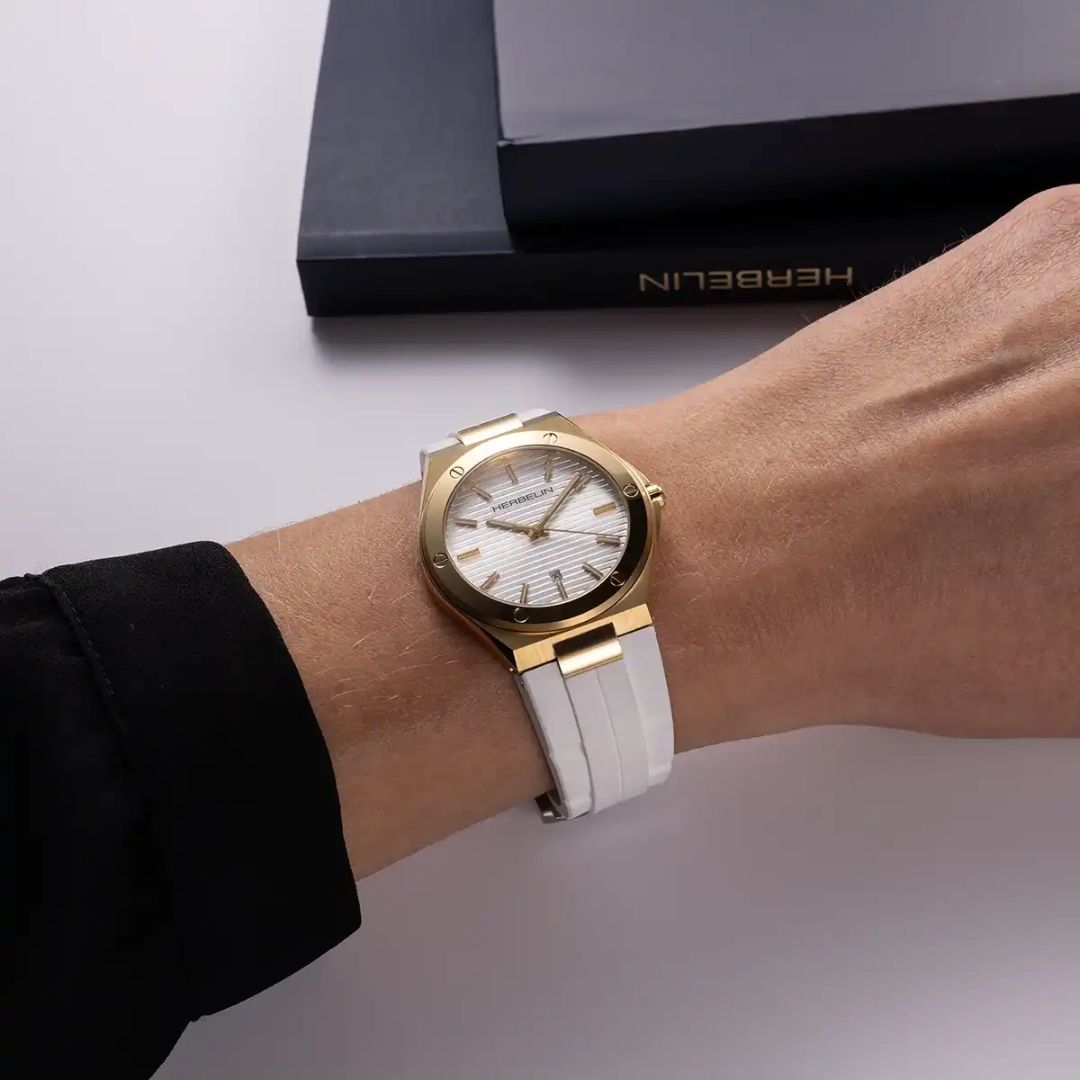 montre cap camarat, blanc & pvd or jaune