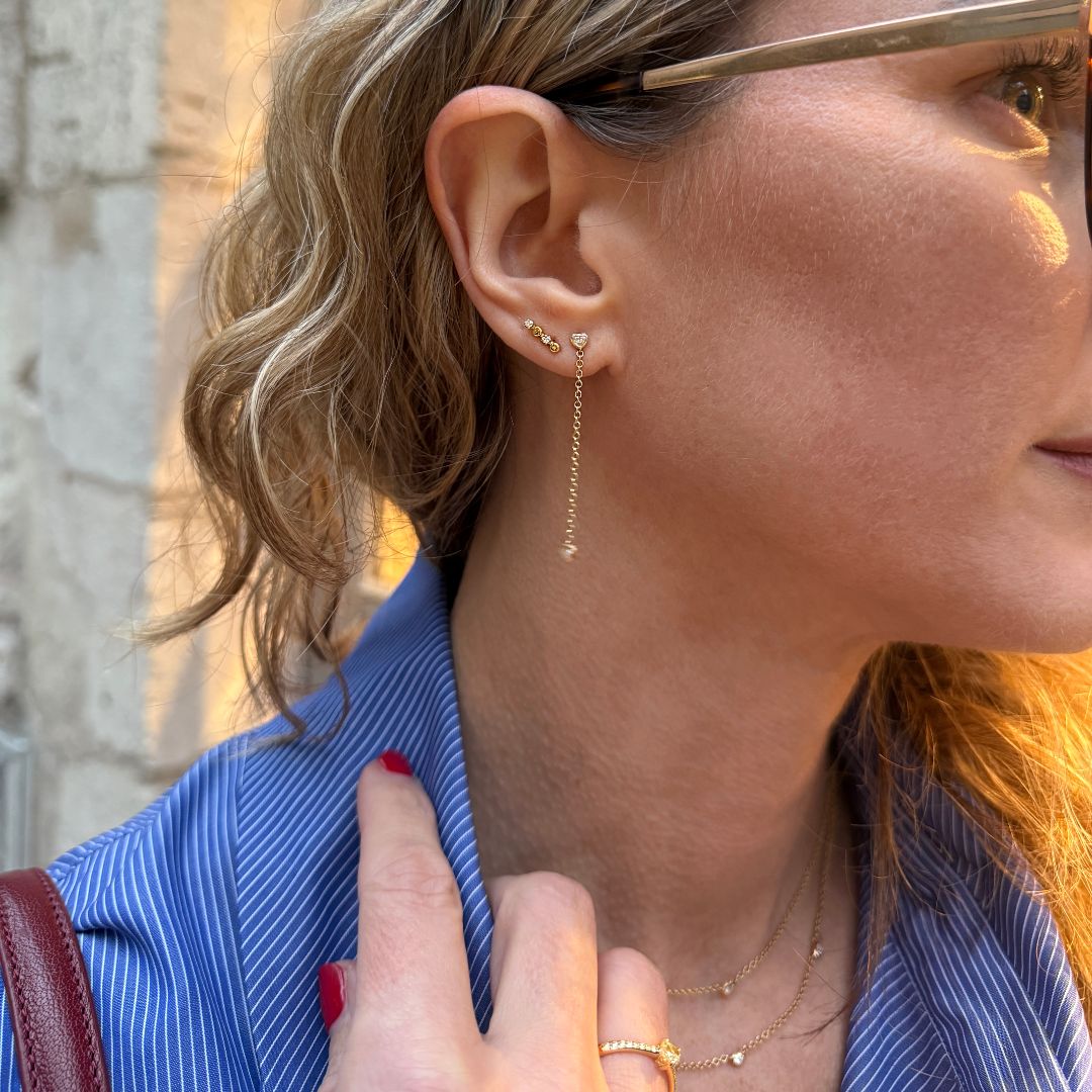 boucles d'oreilles pendantes anniversary glam, diamants, or jaune