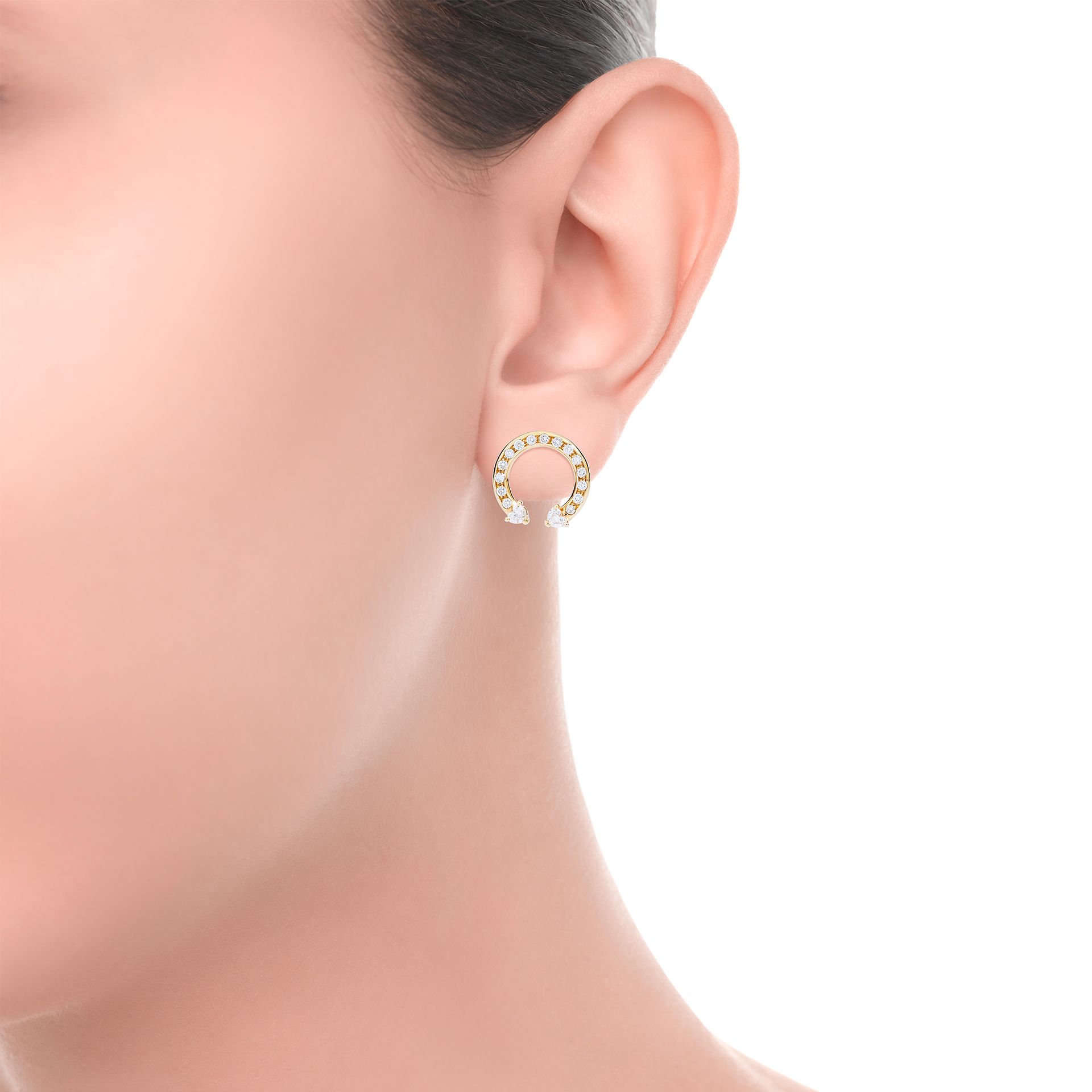 boucles d'oreilles anniversary more, diamants, or jaune
