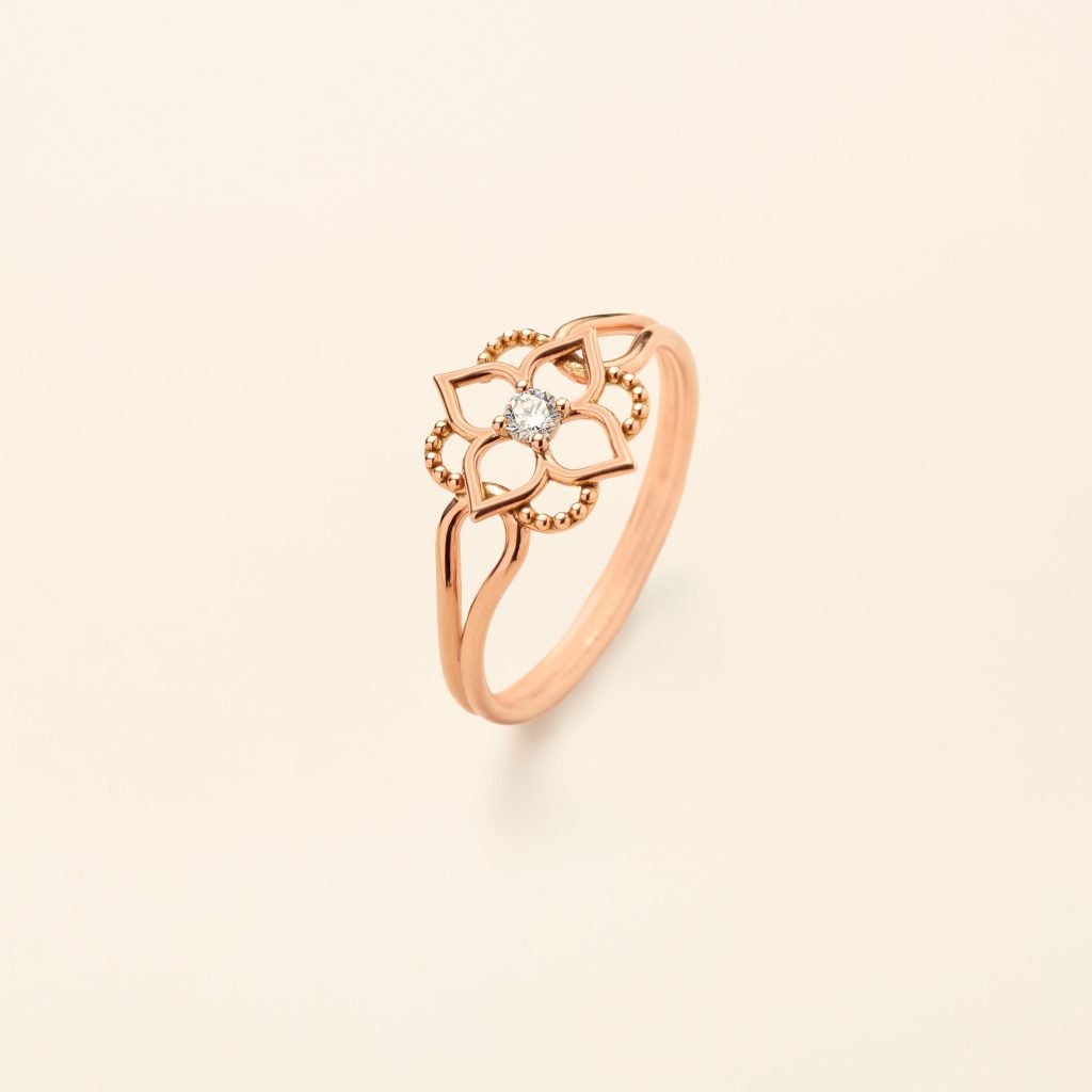bague mini giardino diamant, or rose, t 53