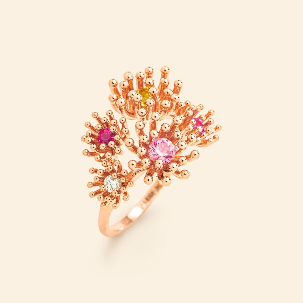 bague le petit cactus rose, or rose