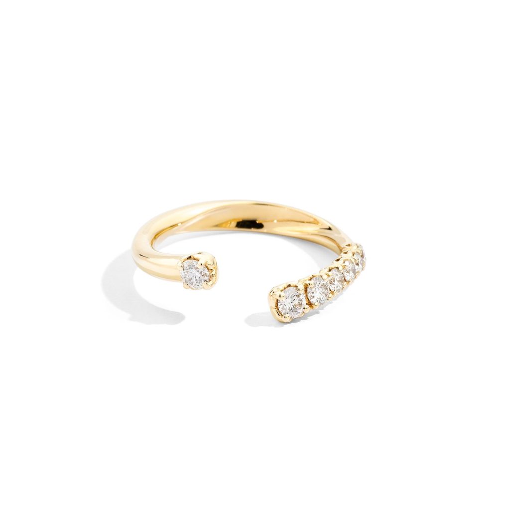 bague anniversary more asymétrique, diamants, or jaune, t 53