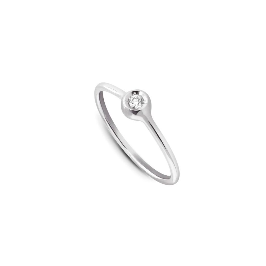 bague corps fin, diamant, serti clos, or blanc, t 55