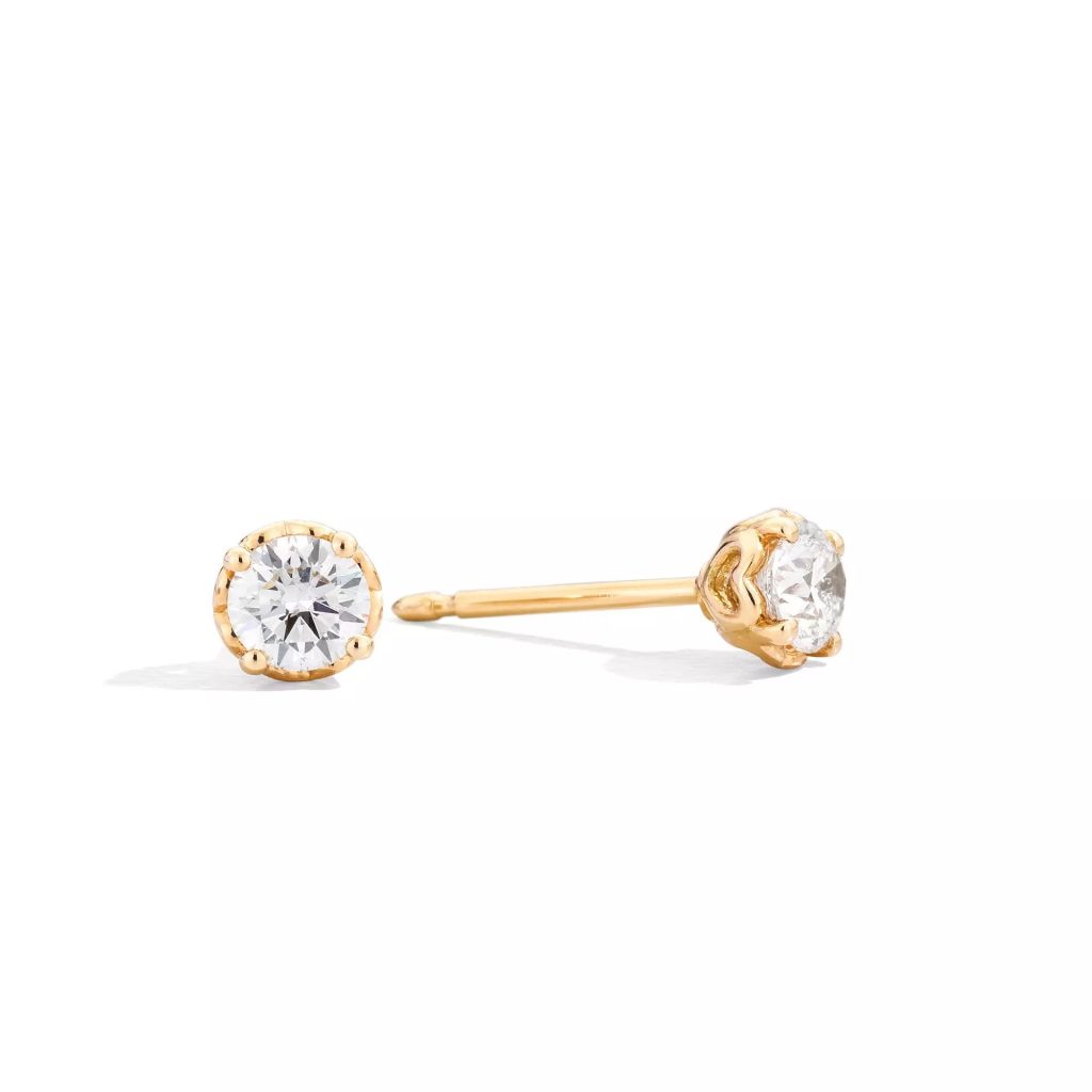 boucles d'oreilles anniversary, diamants, or jaune