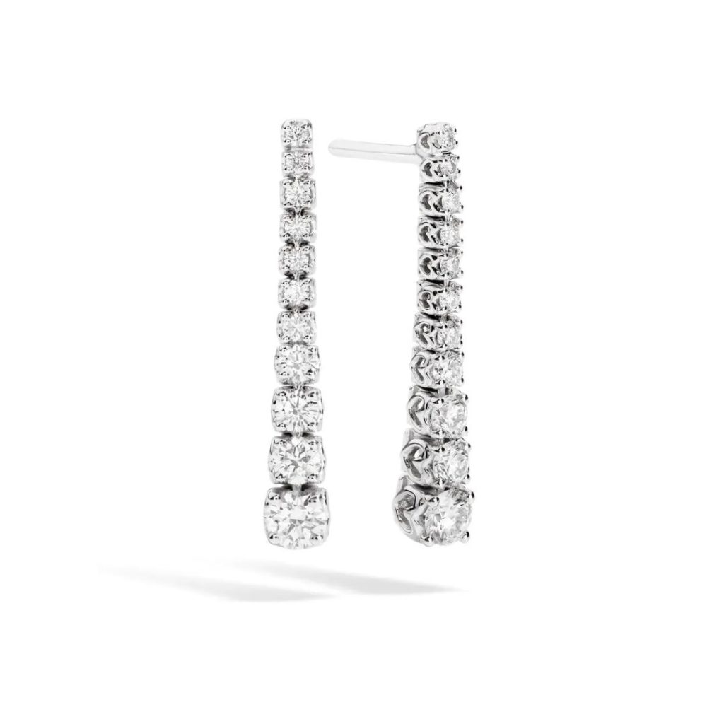 boucles d'oreilles pendantes diamants, or blanc