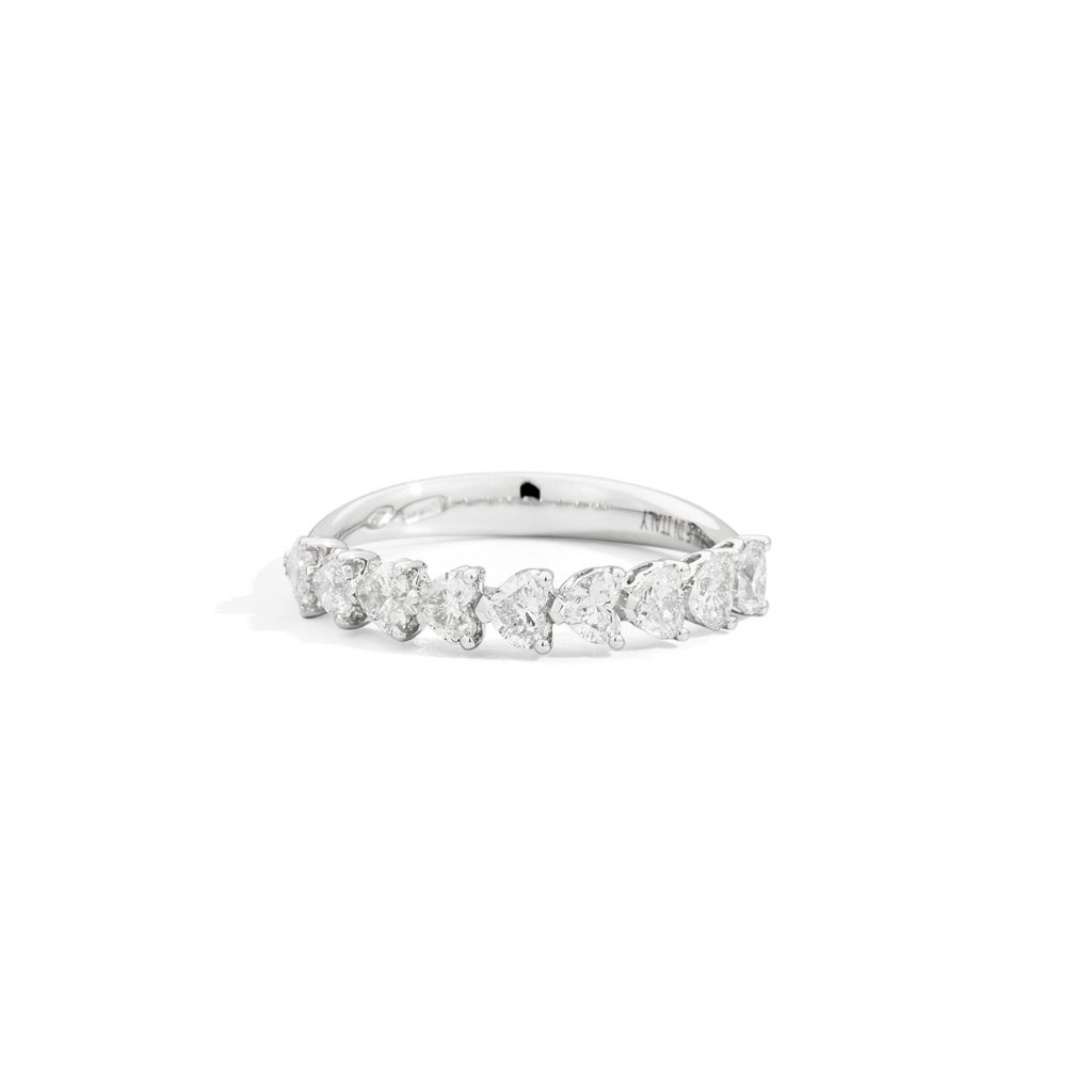 bague anniversary love, 11 diamants coeur, or blanc, t 53