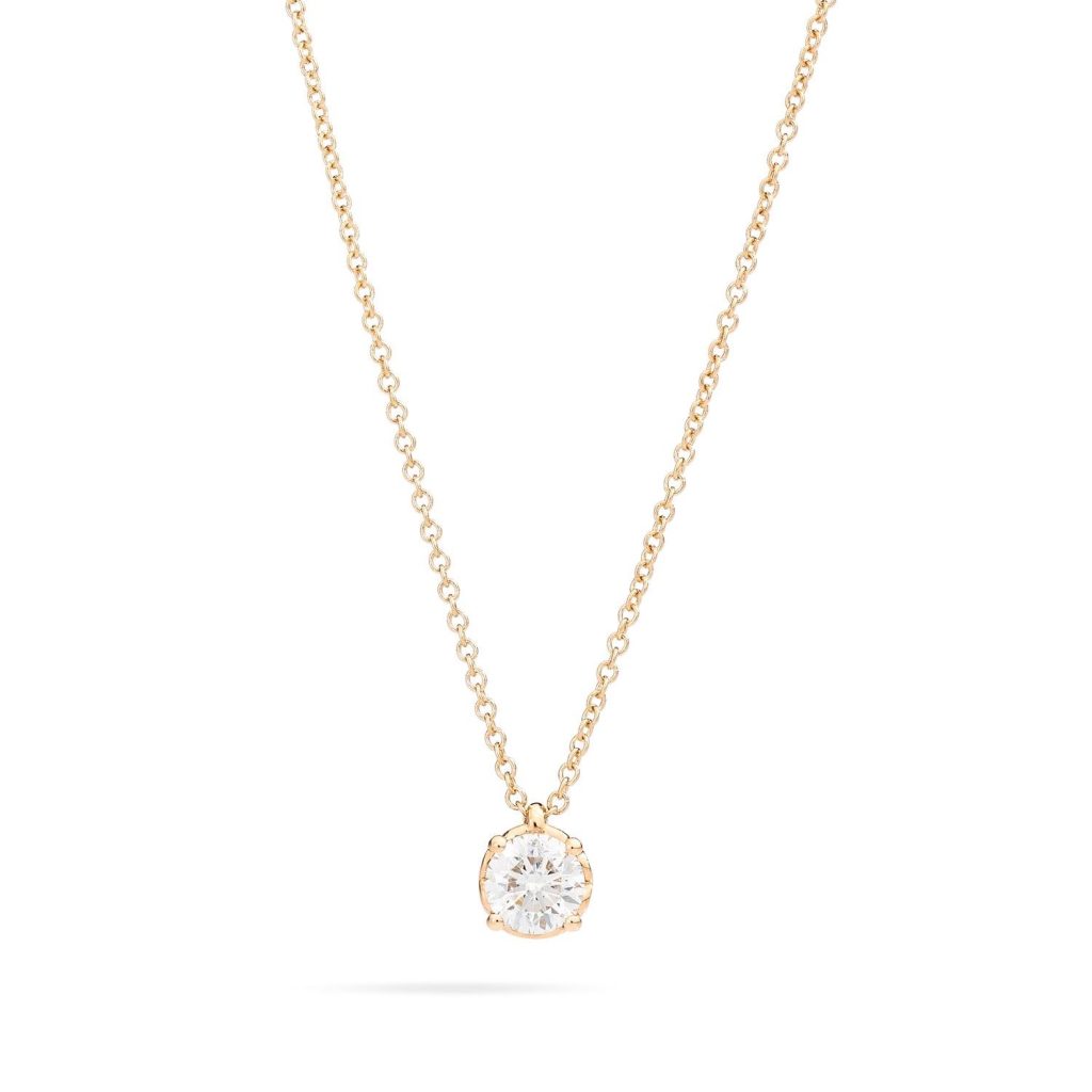 collier anniversary, diamant 0.28ct, or jaune