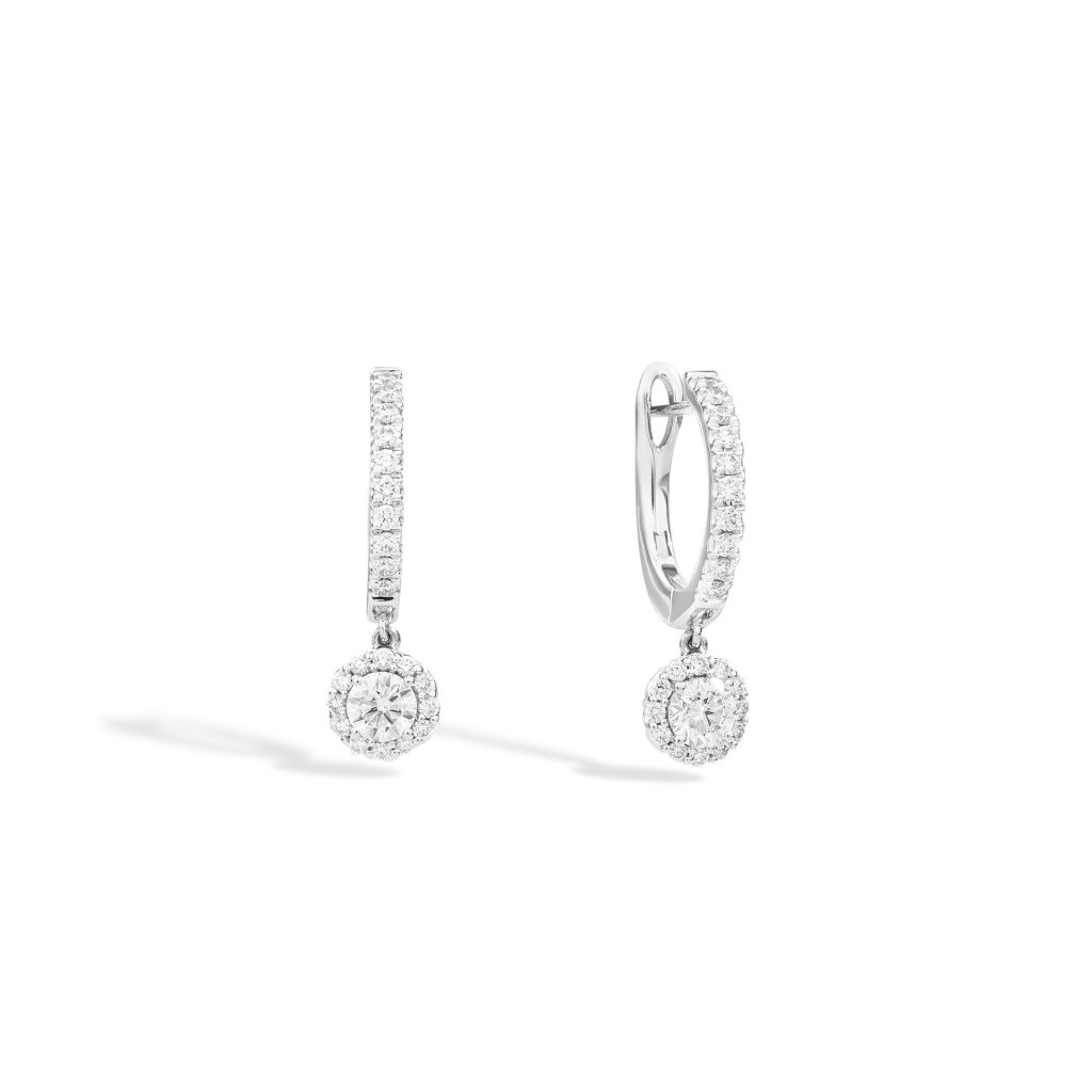 mini créoles anniversary halo, diamants, or blanc