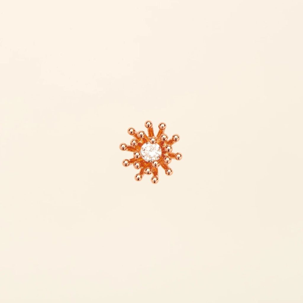 mono boucle le petit cactus vanille diamant, or rose