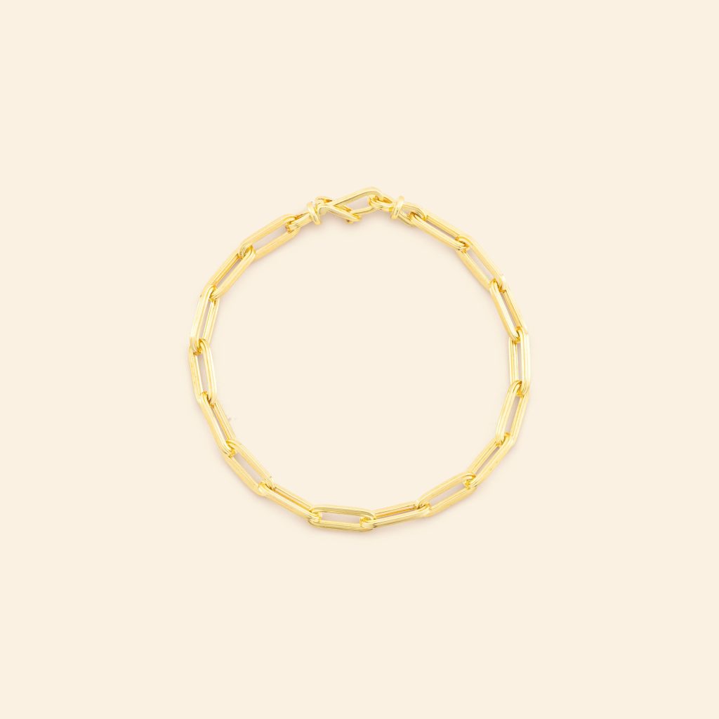 bracelet lien or, or jaune, 19cm