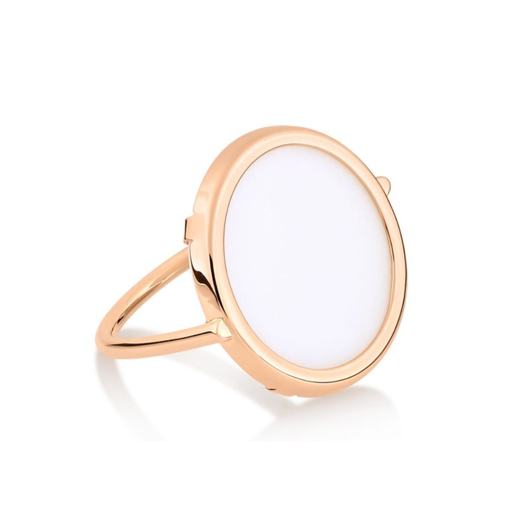bague disc ring agate, or rose, t 56