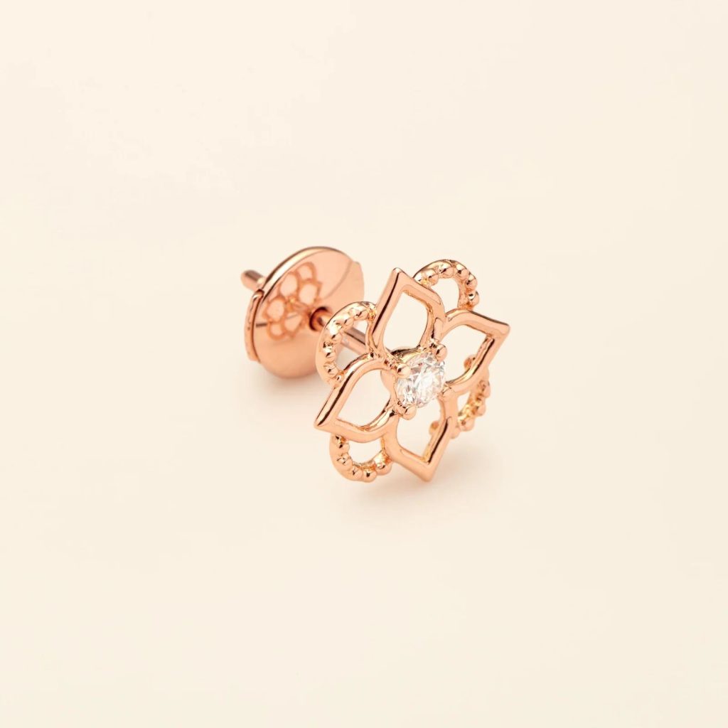puce d'oreille mini giardino diamant, or rose