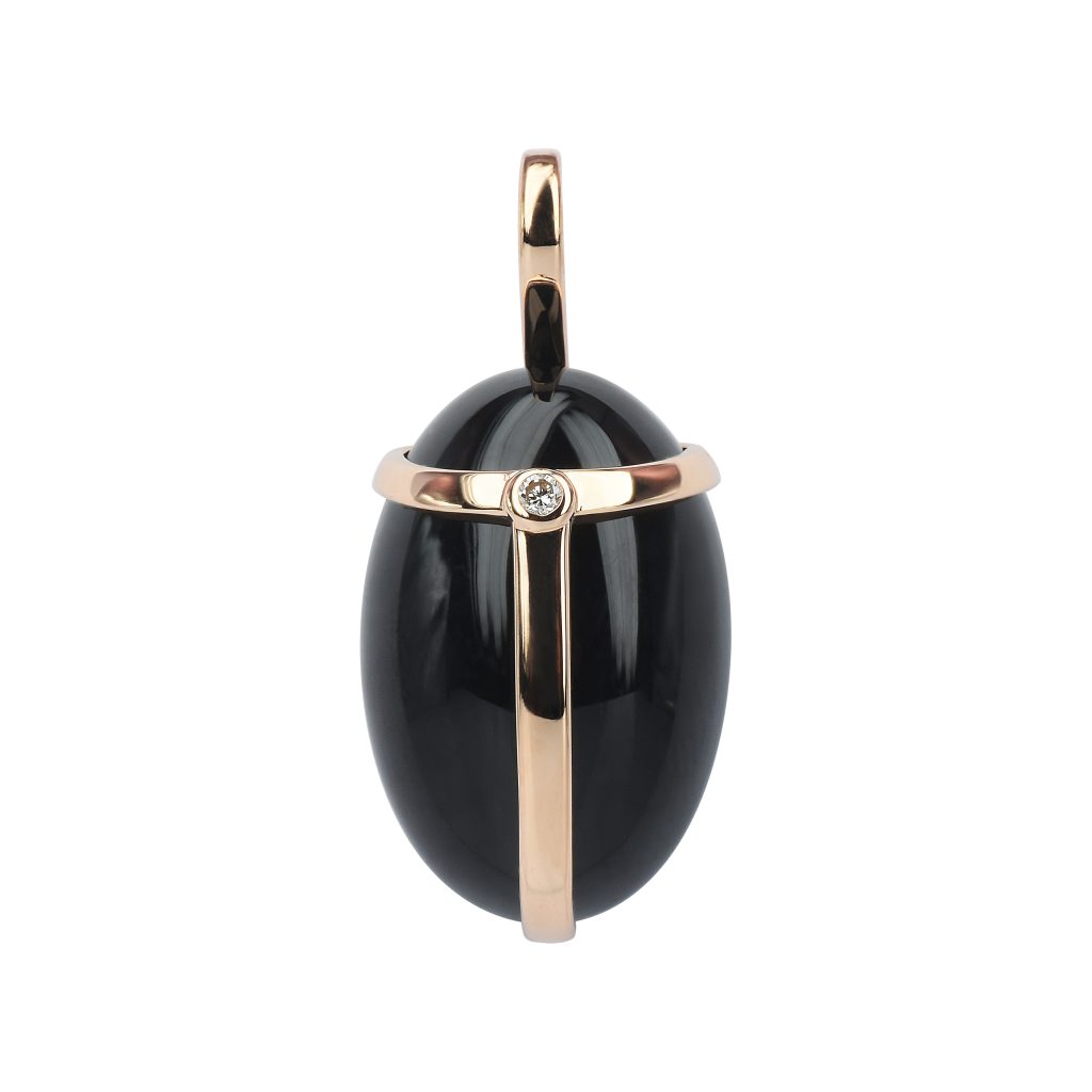 pendentif kherpi, onyx et diamant, or rose