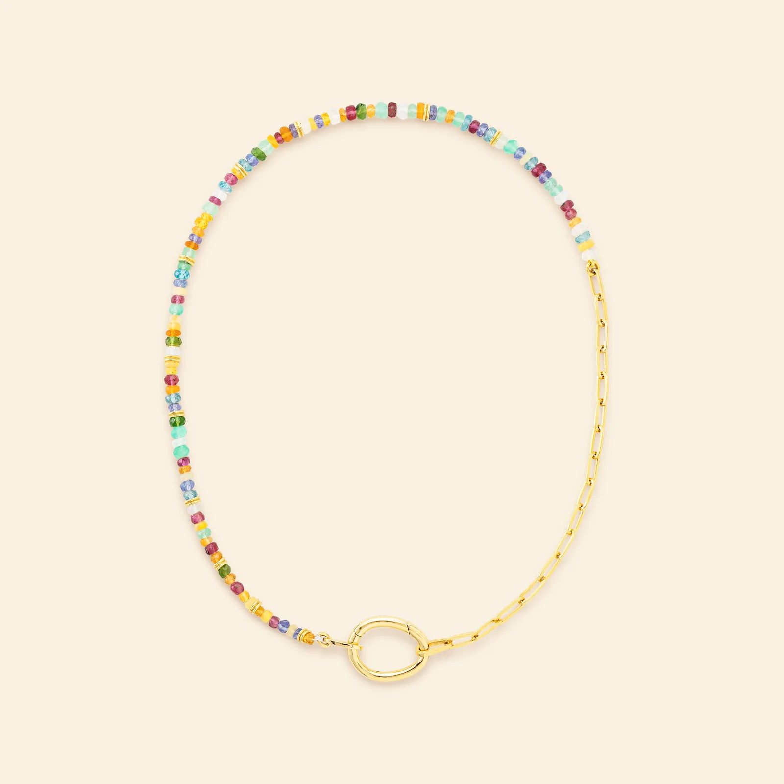 collier lien pierres, or jaune, 39 cm