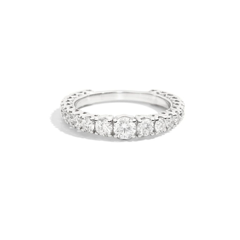 bague anniversary, diamants dégradés, or blanc, t 54