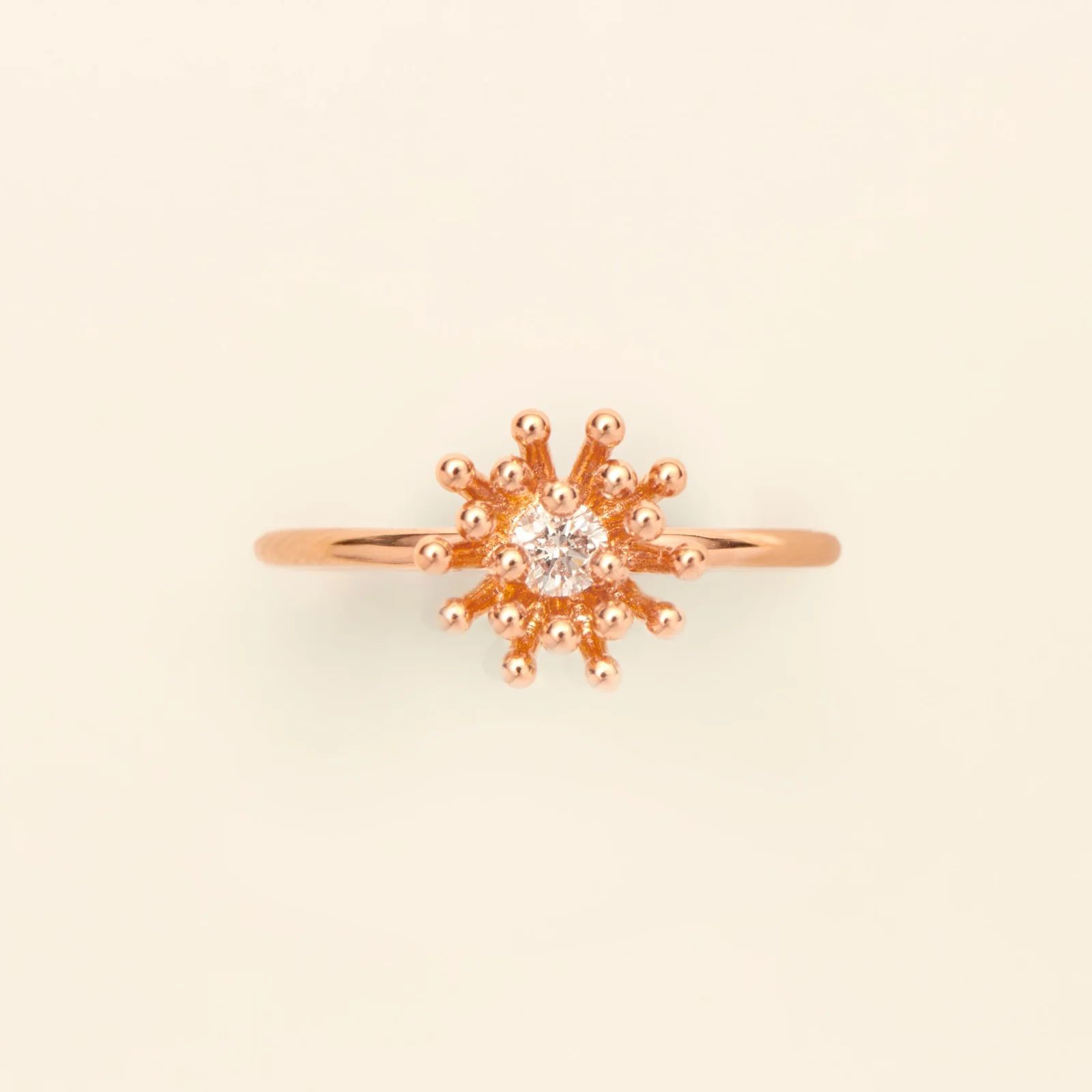 bague le petit cactus vanille diamant mm, or rose, t 53