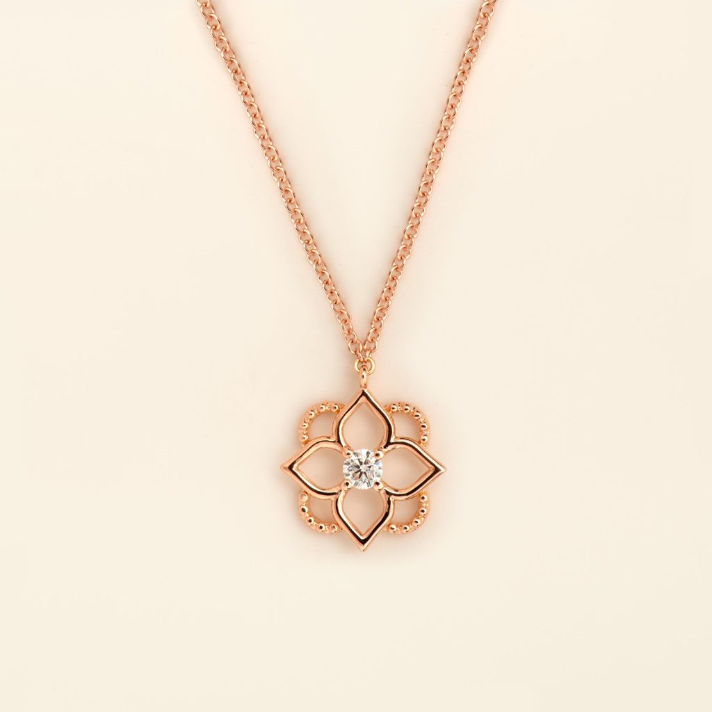 collier mini giardino diamant, or rose