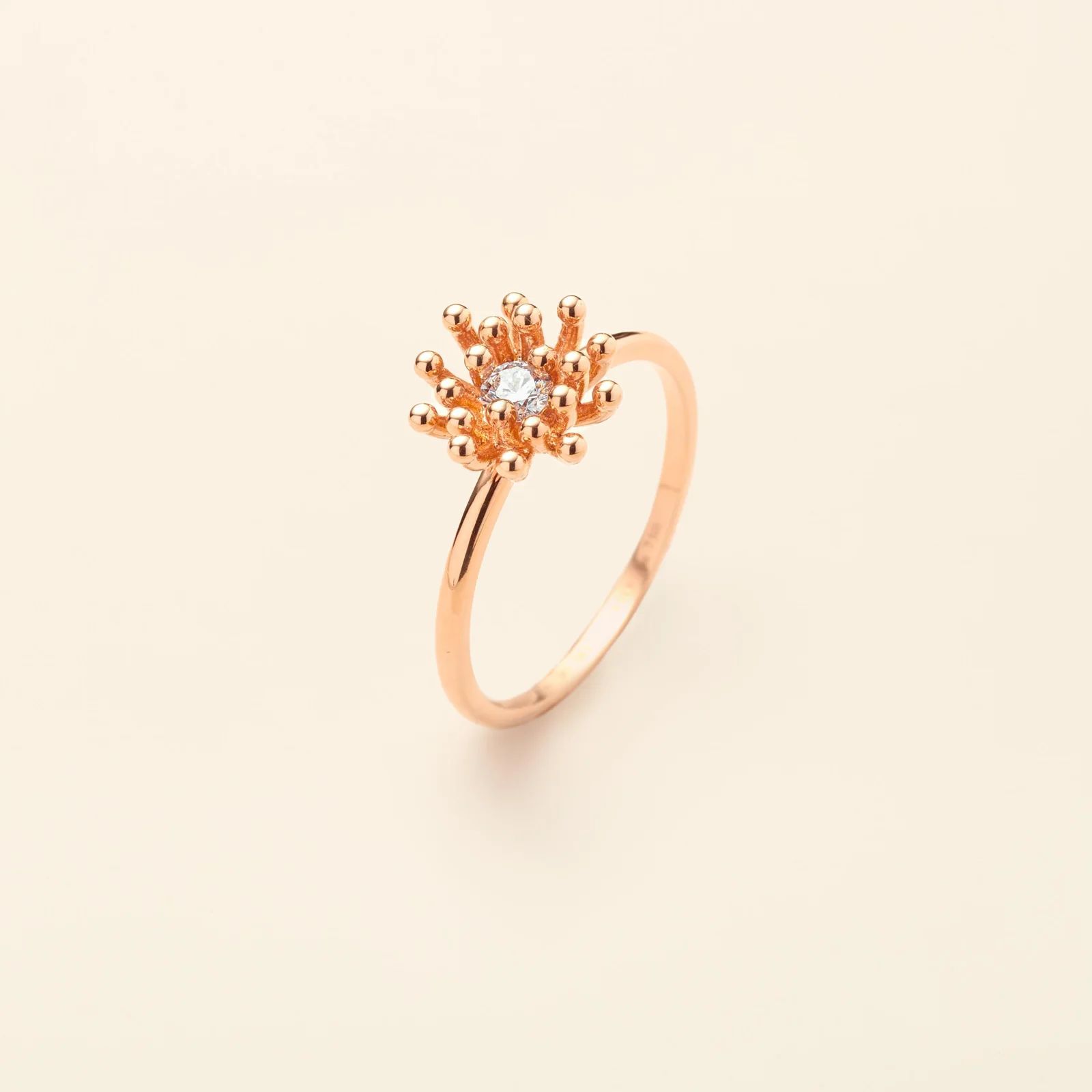 bague le petit cactus vanille diamant mm, or rose, t 53