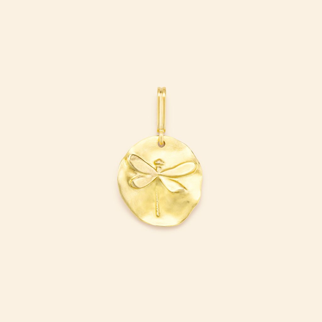 médaille libellule, or jaune
