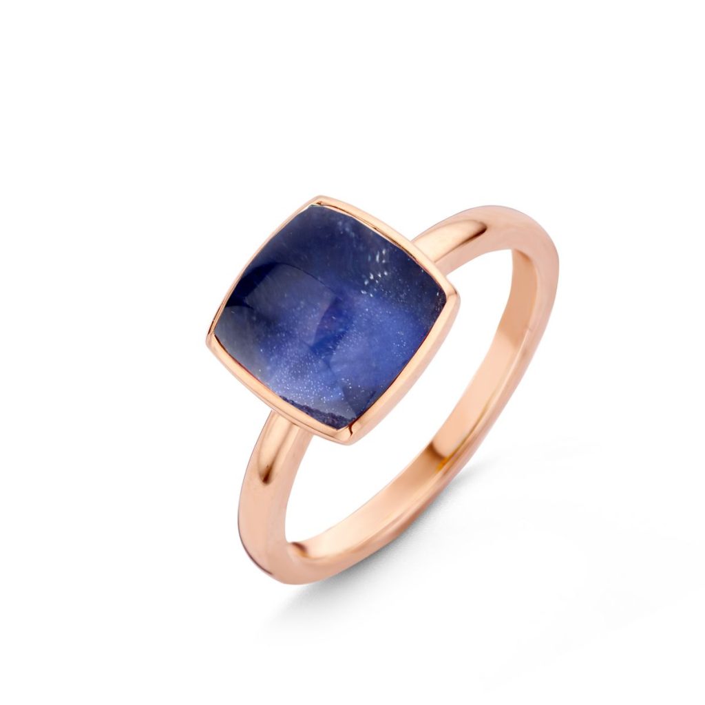 bague pantelleria quartz sur sodalite, or rose, t 53