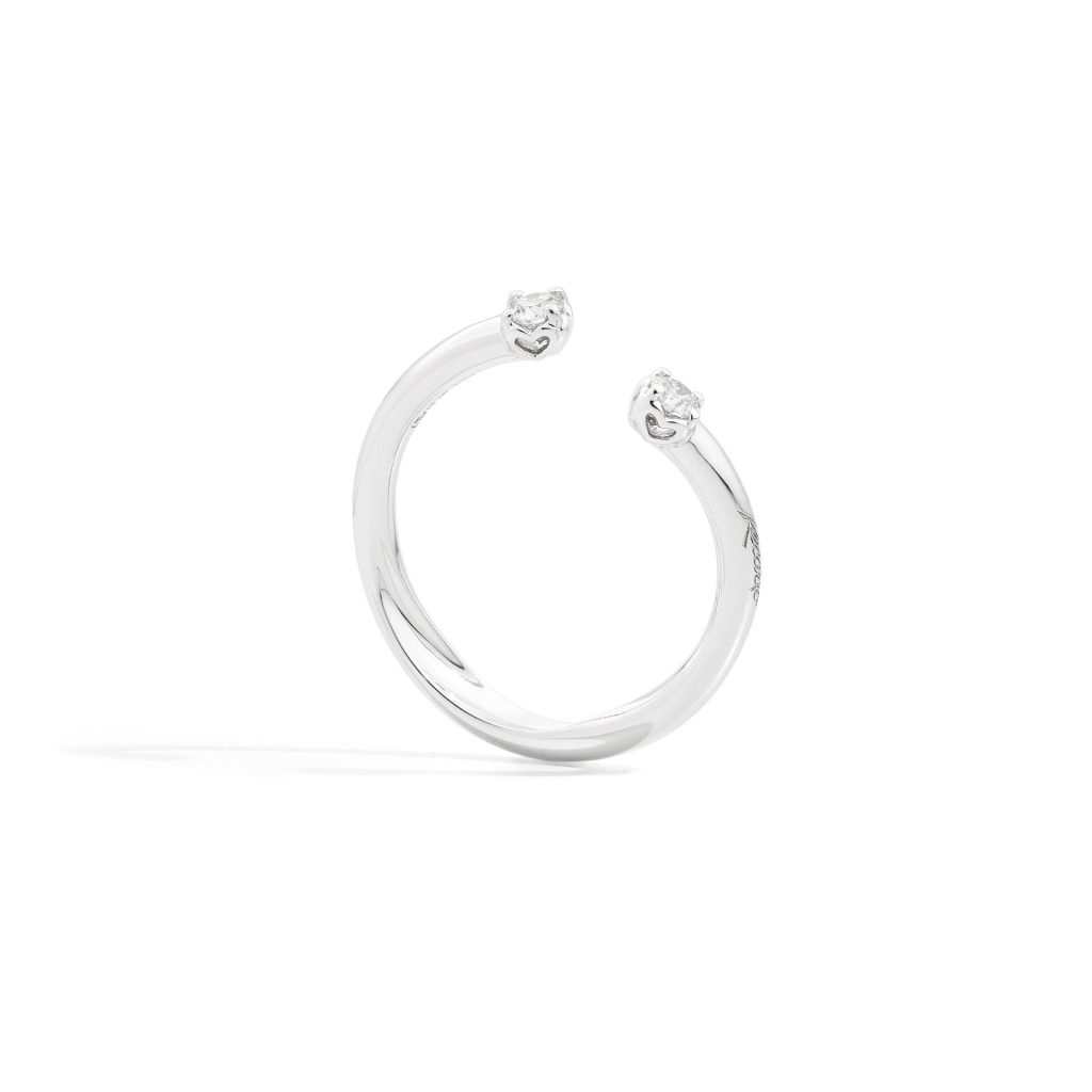 bague anniversary more,anneau ouvert asymétrique, diamants, or blanc, t 52