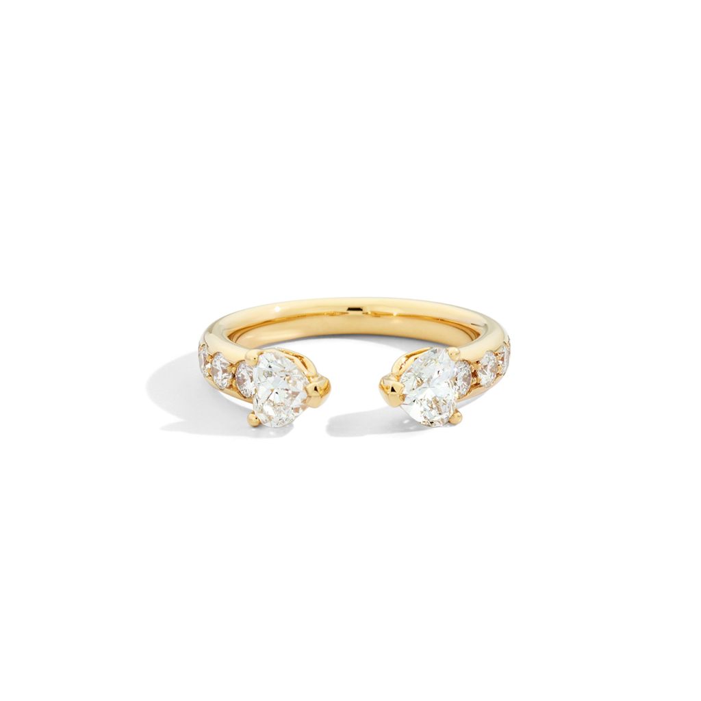 bague anniversary more, diamants coeur, or jaune, t 52.