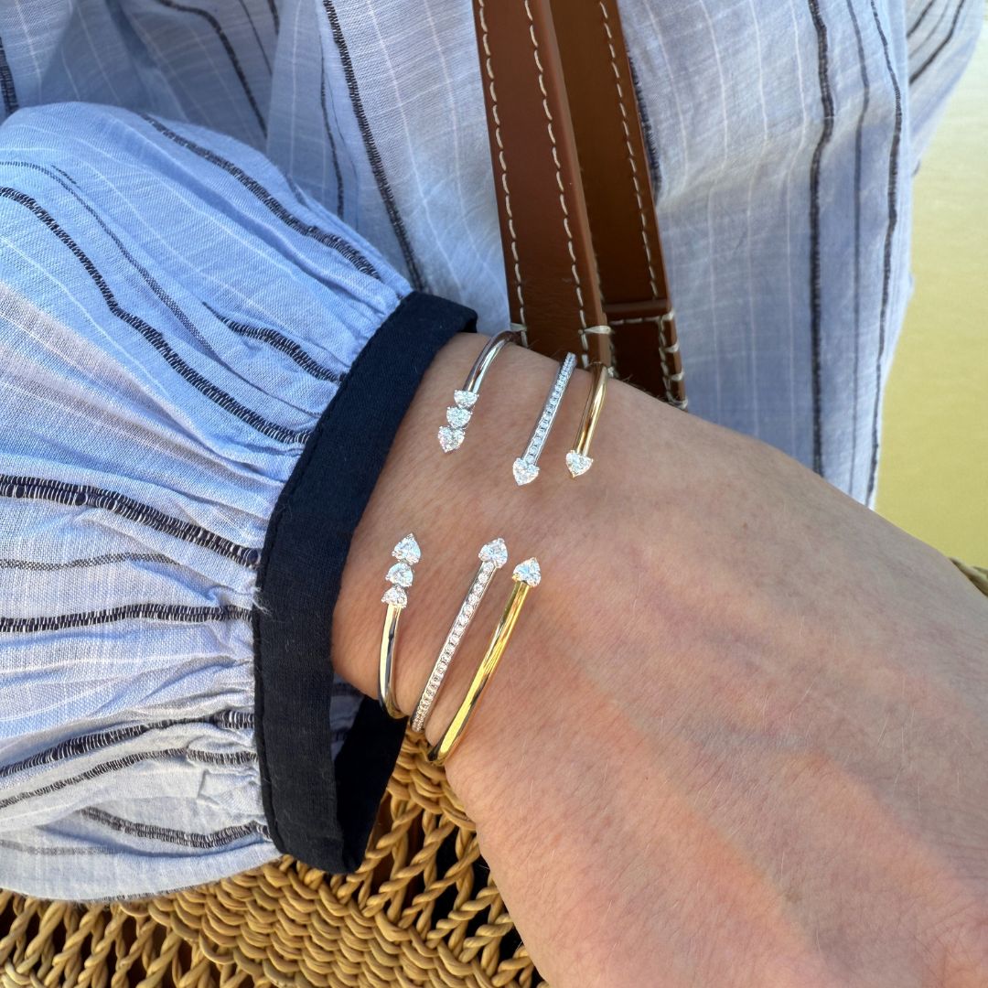 bracelet rigide anniversary more diamants coeur, or jaune