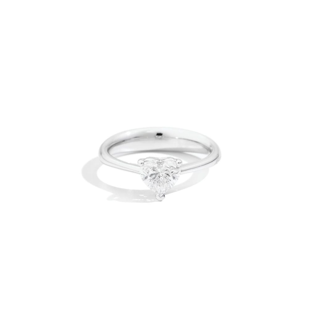 solitaire anniversary love, diamant coeur, or blanc, t 51