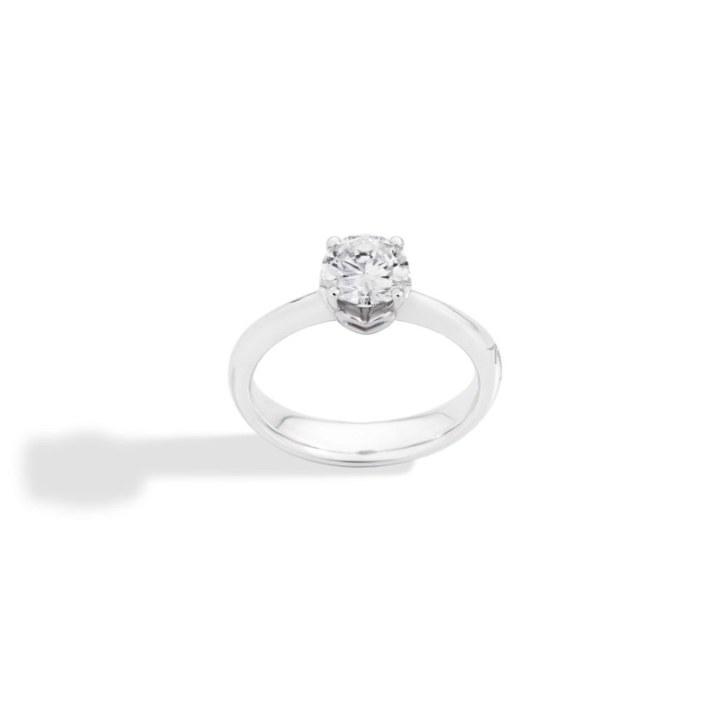 solitaire anniversary diamant 0.36ct, or blanc