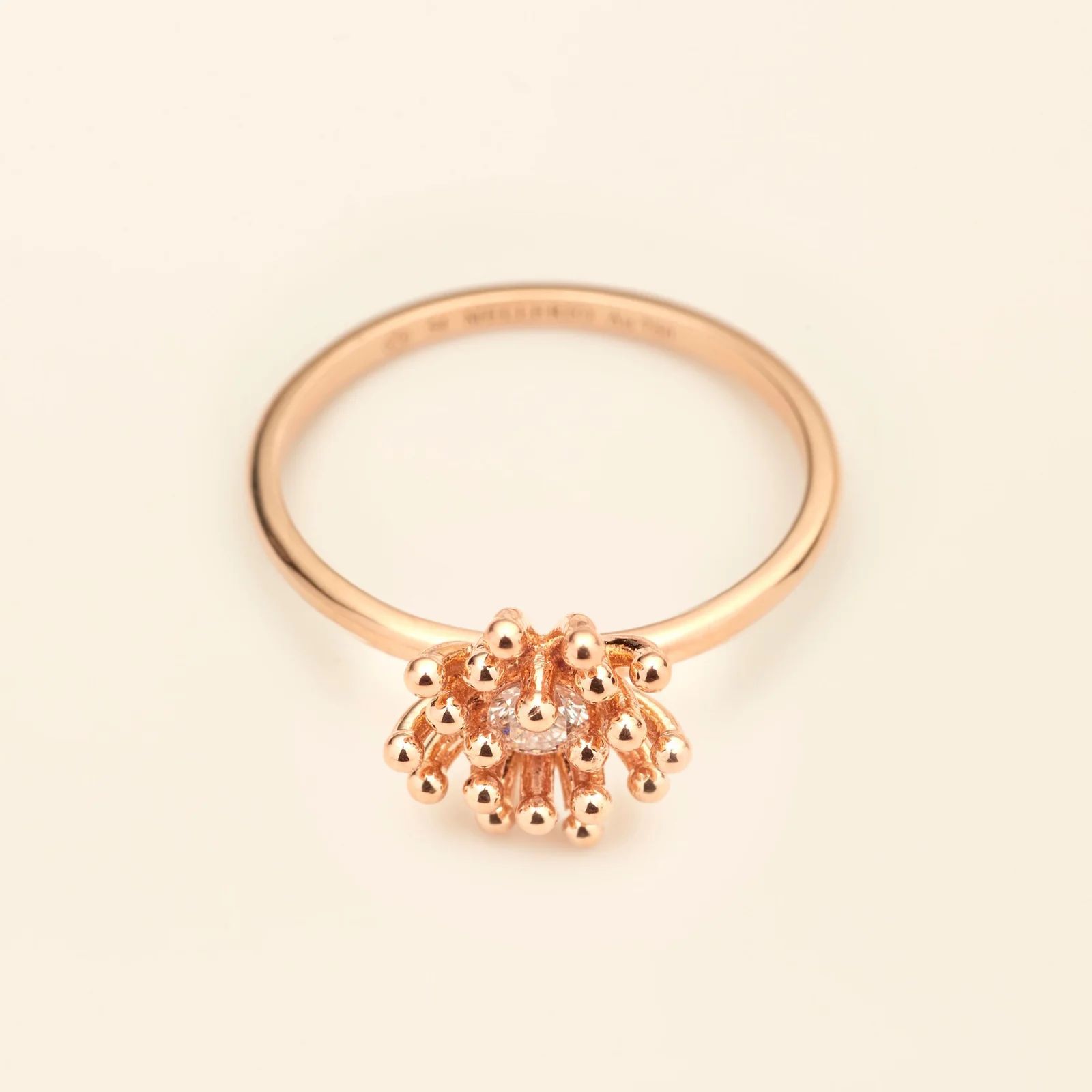bague le petit cactus vanille diamant mm, or rose, t 53