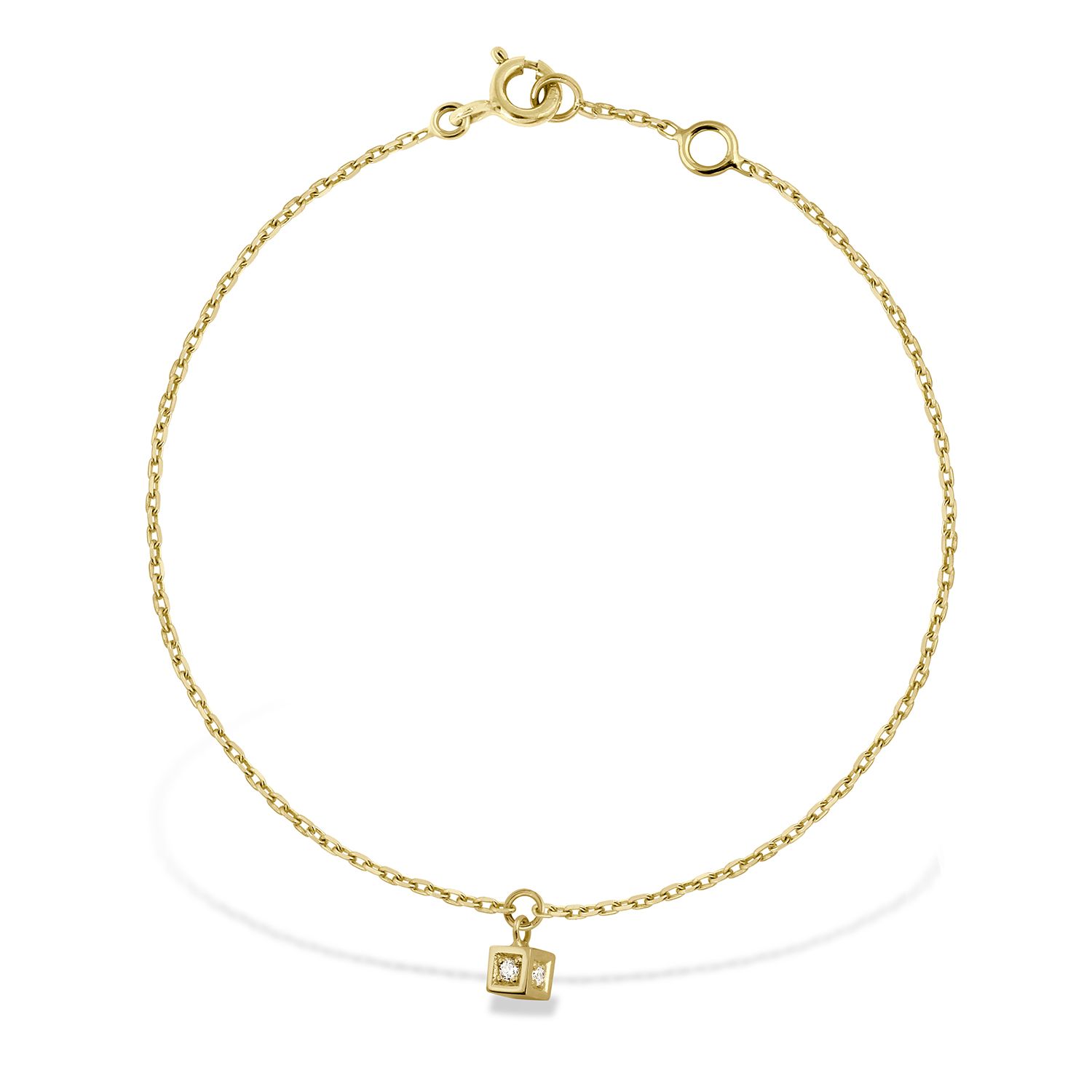bracelet carron, cube pampille diamants, or jaune
