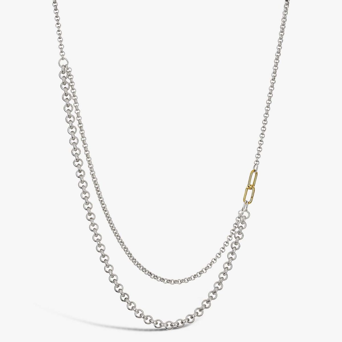 collier maxima 2 rangs argent et motif or jaune