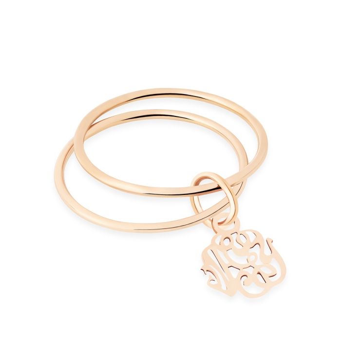 bague monogram double circle, or rose, t 54