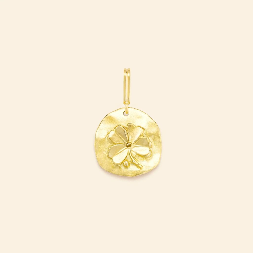 médaille trèfle, or jaune