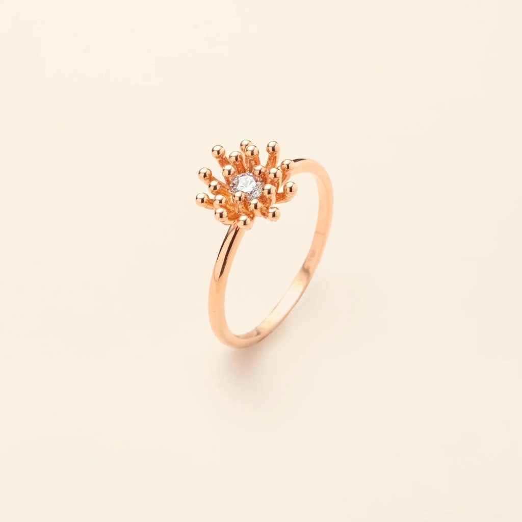 bague le petit cactus vanille diamant mm, or rose, t 53