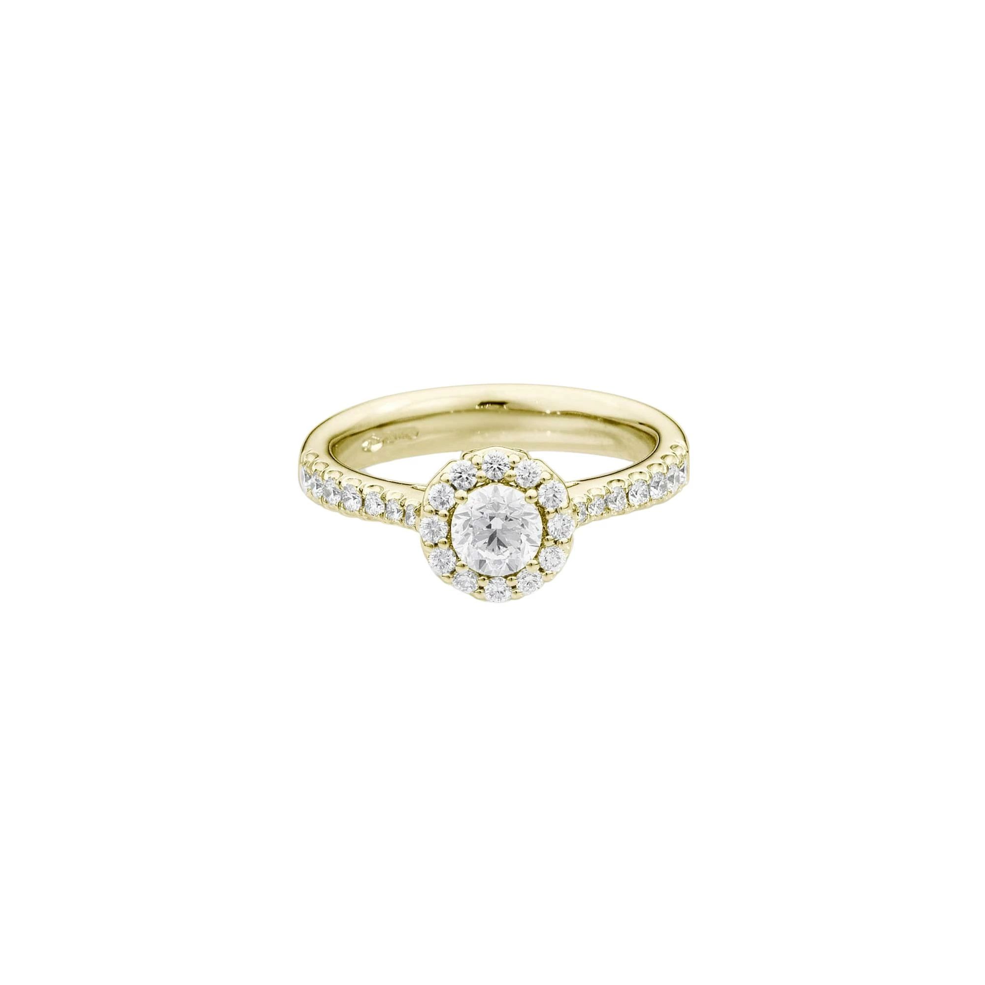 solitaire anniversary halo, diamants, or jaune