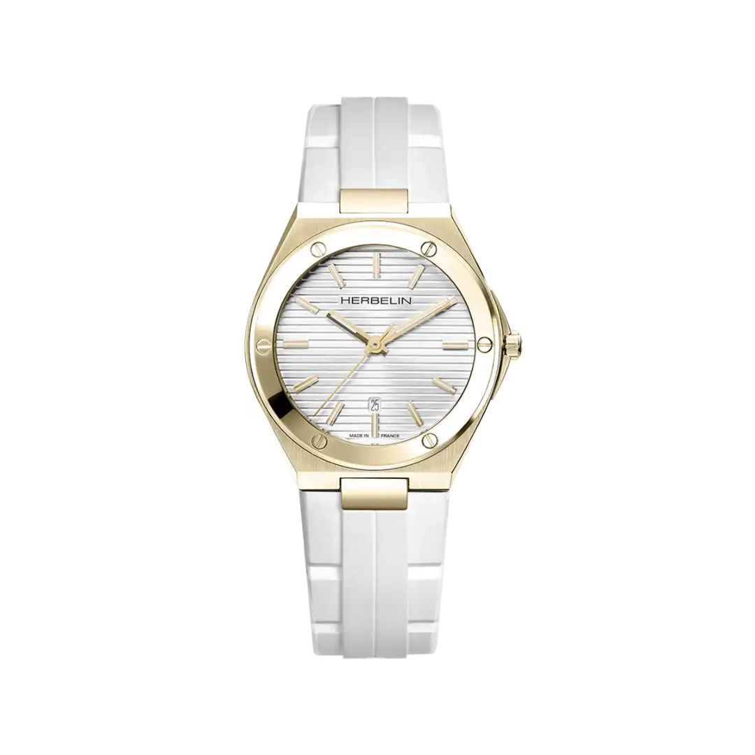 montre cap camarat, blanc & pvd or jaune