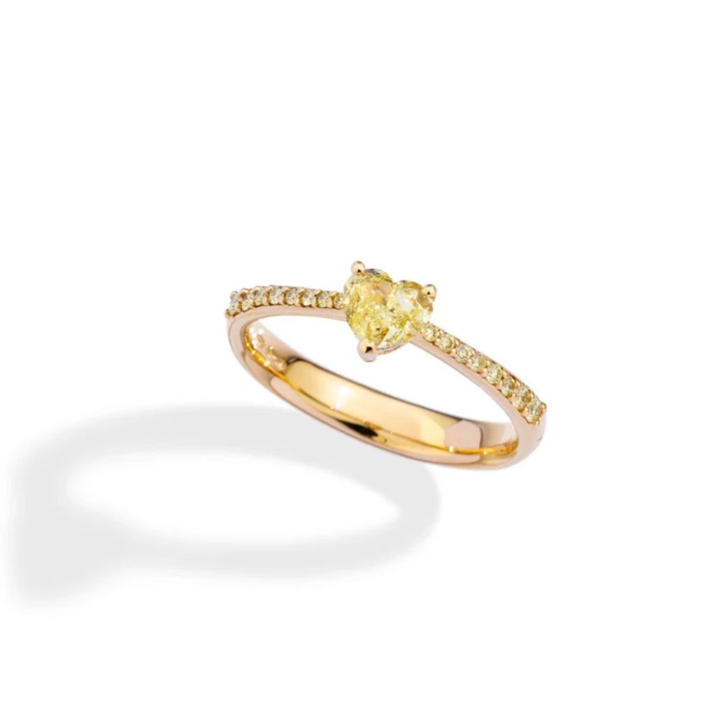 bague anniversary love diamants jaunes, or jaune, t53