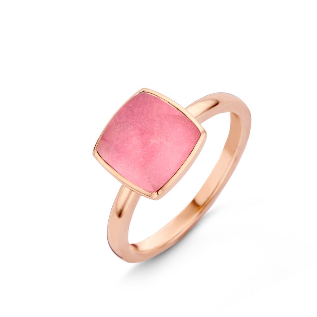 bague pantelleria rhodochrosite et nacre rose, or rose