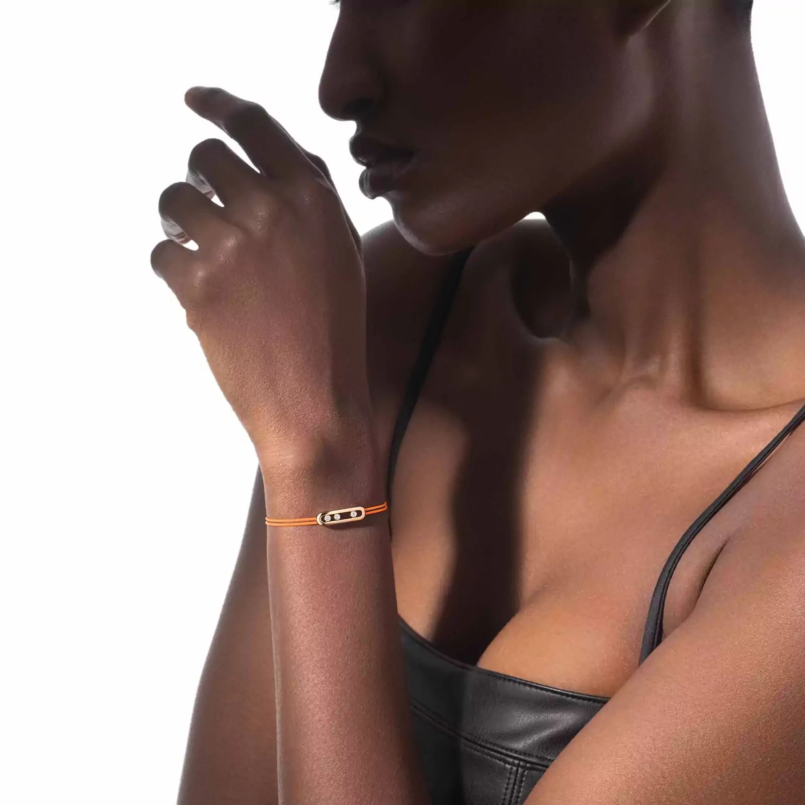 bracelet messika care(s) cordon orange, or jaune