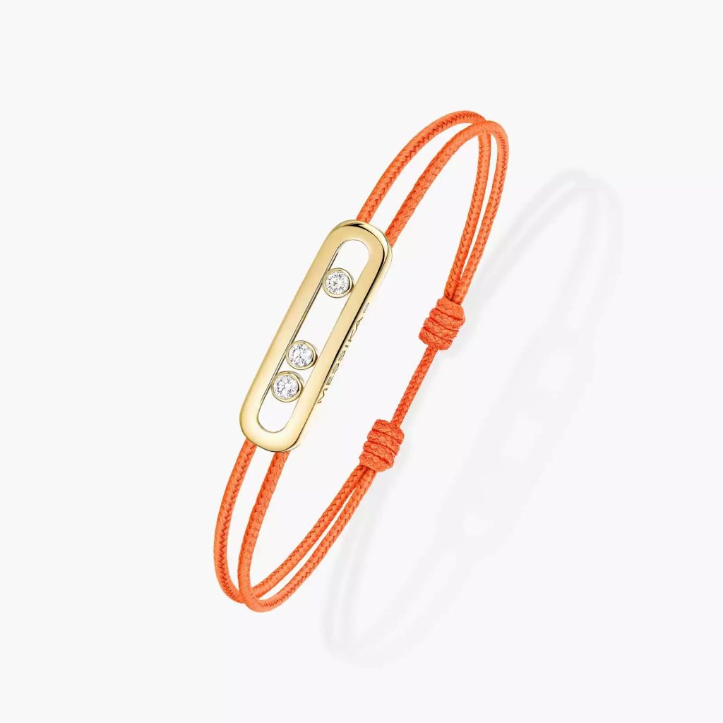 bracelet messika care(s) cordon orange, or jaune