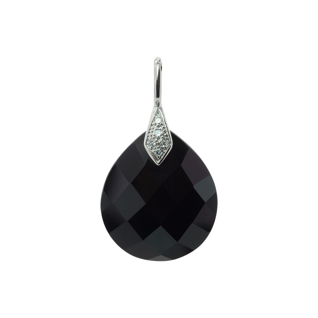 pendentif onyx et diamants, or blanc
