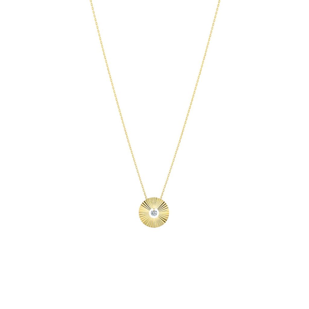 collier mini lune diamant, or jaune