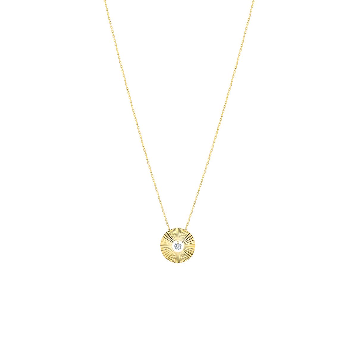 collier mini lune diamant, or jaune