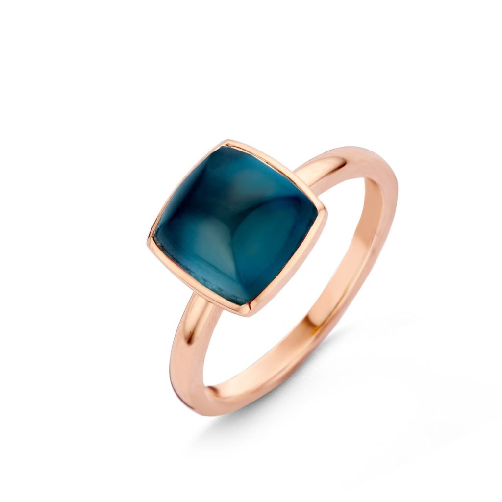 bague pantelleria, topaze london blue, or rose
